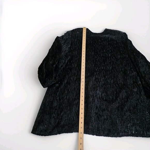 VTG Diane Freis Burnout Velvet Cardigan 1X Black Metallic Lined LS Lagenlook - Picture 7 of 16